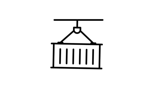 Animated shipping container icon swinging animation