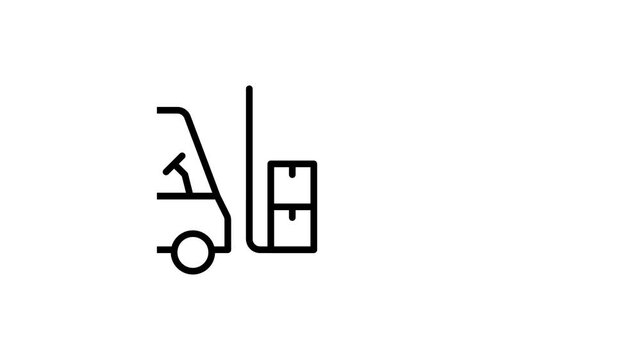 Forklift truck lifting boxes animation icon