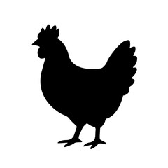 鶏のシルエットイラスト　チキン　食材　動物　シンプル　モノクロ　アイコン　家畜　農場　料理素材