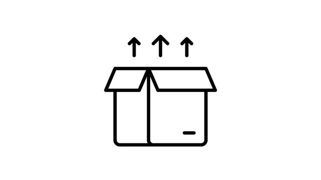 Animated cardboard box unpacking delivery icon