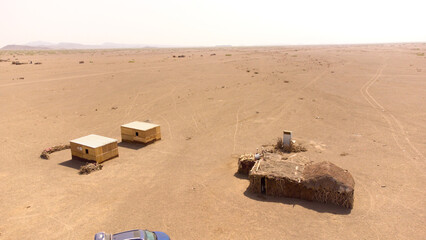 An aerial view shows makeshift tents sheltering displaced Yemeni families who fled their homes due to the ongoing war.