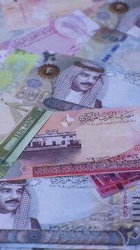 Bahrain paper money, dinar banknotes as currency for exchange or travel. Bahraini money as a business background