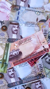 Bahrain paper money, dinar banknotes as currency for exchange or travel. Bahraini money as a business background