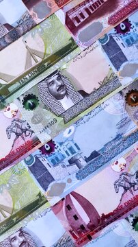 Bahrain paper money, dinar banknotes as currency for exchange or travel. Bahraini money as a business background