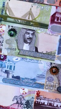 Bahrain paper money, dinar banknotes as currency for exchange or travel. Bahraini money as a business background