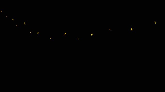 Golden yellow Christmas lights flashing in different patterns