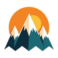 Vector illustration design of a green mountain forest landscape icon and symbol for nature art and Christmas holiday decoration card