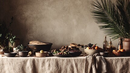 Rustic Harvest Table with Artisanal Breads and Oils