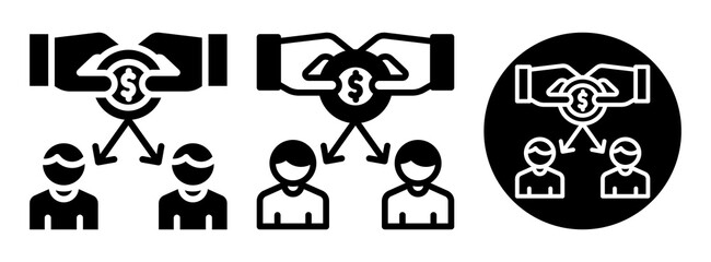 Profit Sharing Icon Collection Glyph & Mixed Style