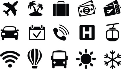 travel bags and luggage icons
