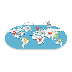 Vector Illustration of Worldwide Shipping and Distribution Strategy