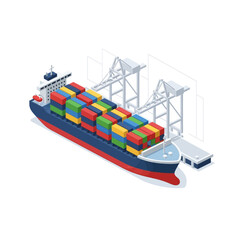 Global Freight Transportation Vessel Loaded with Colorful Boxes