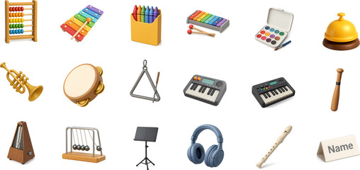 Music and Arts Class Tools 3D Icon Set