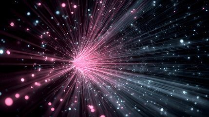 Naklejka premium A stunning burst of light beams and colorful particles, creating an ethereal and energetic visual experience.