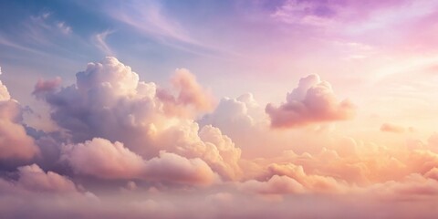 A Serene Panorama of Pastel Clouds at Sunset, Embracing the Soft Hues of a Tranquil Sky