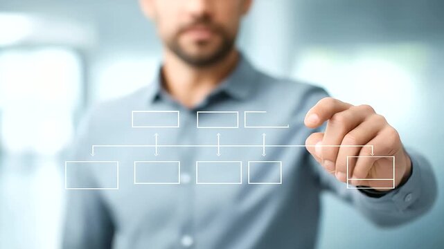 Backend developer roadmap with workflow structure defocused, faceless engineering concept, startup visualization detail, blurred computer background, operations planning concept, t