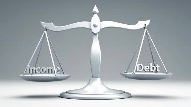 Balance Scale Showing Income Outweighing Debt and Financial Concept