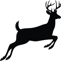 Dear Silhouette of a leaping stag with antlers on a white background