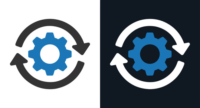 System settings update process - Vector icon symbol for website - Icon vector - Blue icon vector - Line and glyph solid icon and logo template
