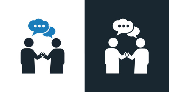 People communicating icon design - Vector icon symbol for website - Icon vector - Blue icon vector - Line and glyph solid icon and logo template