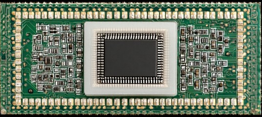 Computer microchip circuit board. Generative AI technology.