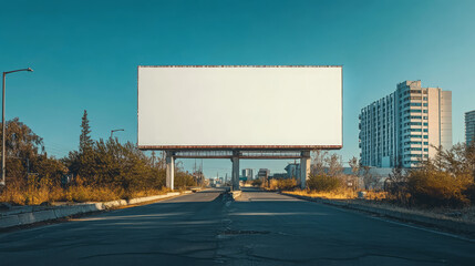 Large blank billboard in an empty outdoor road