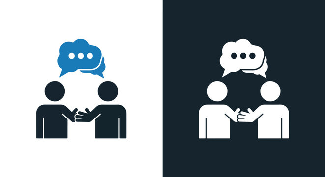 Business communication icon set - Vector icon symbol for website - Icon vector - Blue icon vector - Line and glyph solid icon and logo template