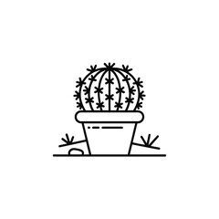 Simple outline drawing of a potted cactus plant