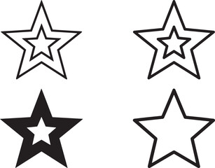Obraz premium Four black and white star shapes with varying line thicknesses and orientations.