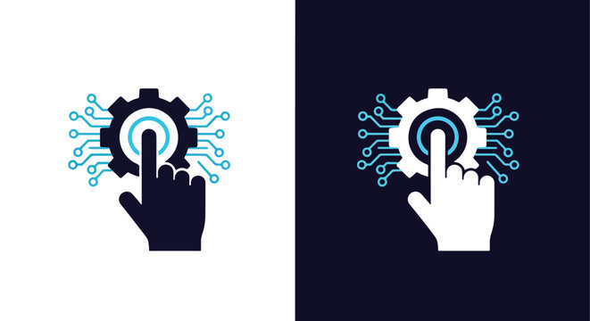 Digital control and settings icon - Vector icon symbol for website - Icon vector - Blue icon vector - Line and glyph solid icon and logo template