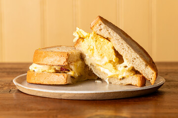 Egg and cheese sandwich on toast