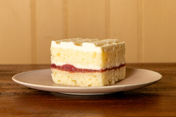 Slice of strawberry cake