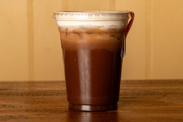 Iced cappuccino in a clear cup