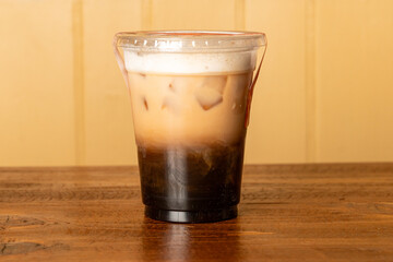 Iced cappuccino in a clear cup