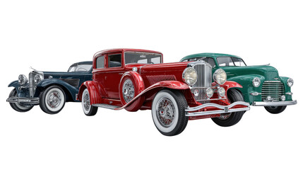 Timeless Classic Cars: Classic cars with vintage styling, polished chrome, and timeless beauty, isolated on a Transparent background, PNG file.