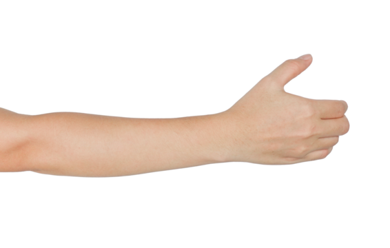 A human arm with a hand extended, fingers pointing upwards.