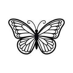 Simple black and white outline of a butterfly