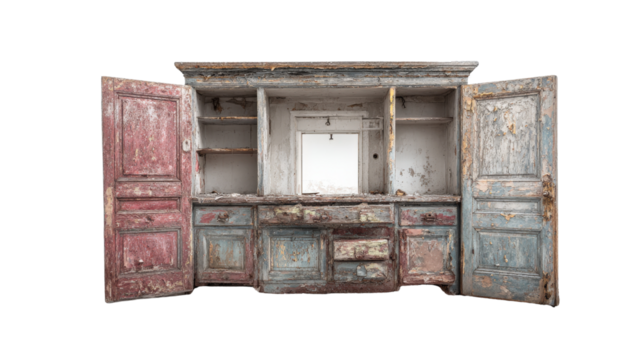 Urban Exploration Photography: Fascinating urban exploration photography of abandoned spaces and forgotten places, isolated on a Transparent background, PNG file.