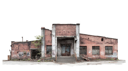 Urban Exploration Photography: Urban exploration photography of abandoned buildings, factories, and hidden spaces, isolated on a Transparent background, PNG file.