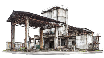 Urban Exploration Photography: Urban exploration photography of abandoned factories and hidden urban spaces, isolated on a Transparent background, PNG file.