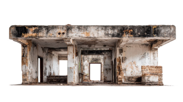Urban Exploration Photography: Urban exploration photography of abandoned spaces and forgotten locations, isolated on a Transparent background, PNG file.