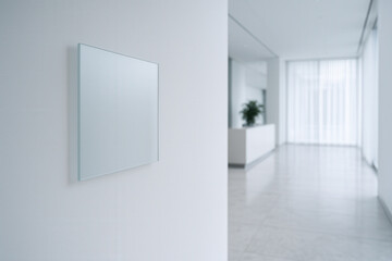 Fototapeta premium Frosted Glass Wall Sign in Minimalist Corporate Lobby