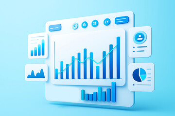 Futuristic Data Analytics Dashboard UI 3D Data Visualization Chart Interface