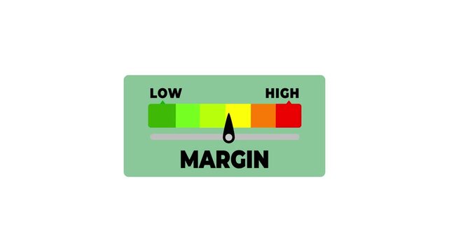 margin animated bar speedometer measuring low to high with chroma White screen background