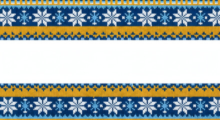 Nordic Knit Pattern Border with Snowflakes and Geometric Shapes