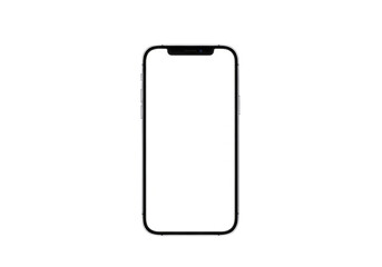 Modern frameless smartphone mockup with blank screen isolated on transparent background for showcasing app design and mobile content