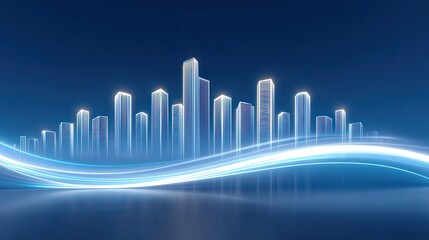 Cityscape with light trails