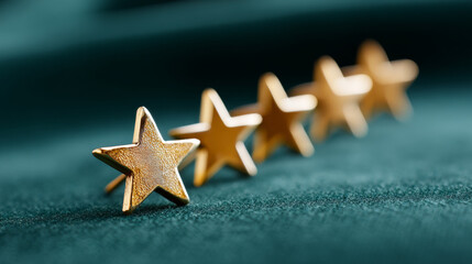 A row of golden stars on a green background, symbolizing excellence or high ratings