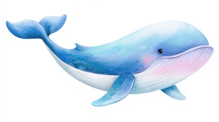 Cute watercolor whale illustration