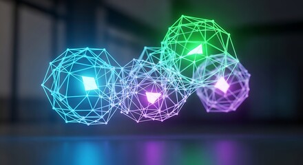 Abstract geometric shape cluster with glowing light